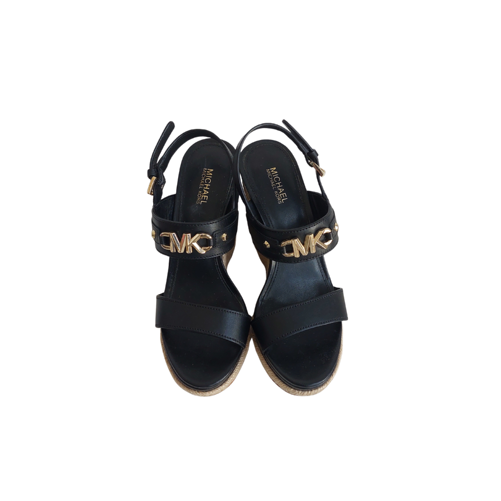 Michael Kors Black Leather Farrah Wedges | Gently Used |