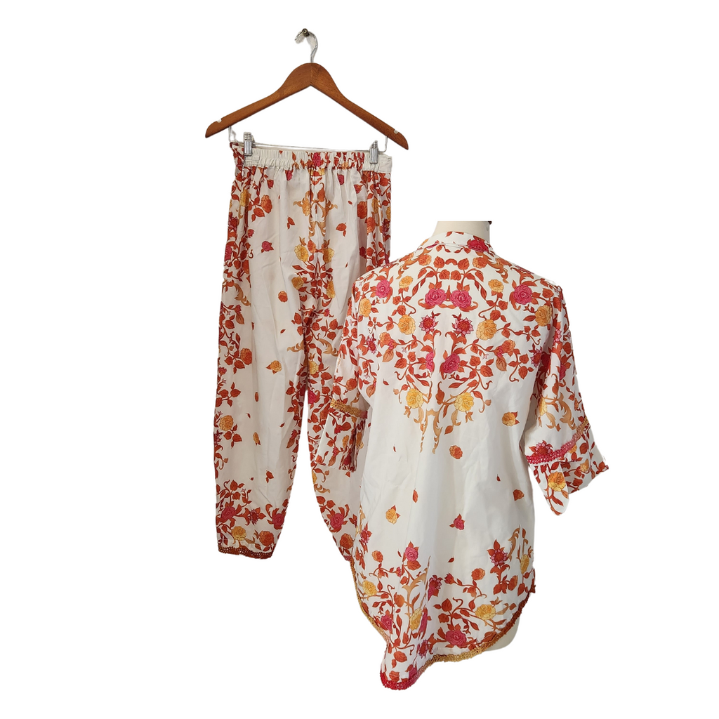 Nia Mia 'Kaia' White & Orange Floral Printed Outfit | Pre Loved |