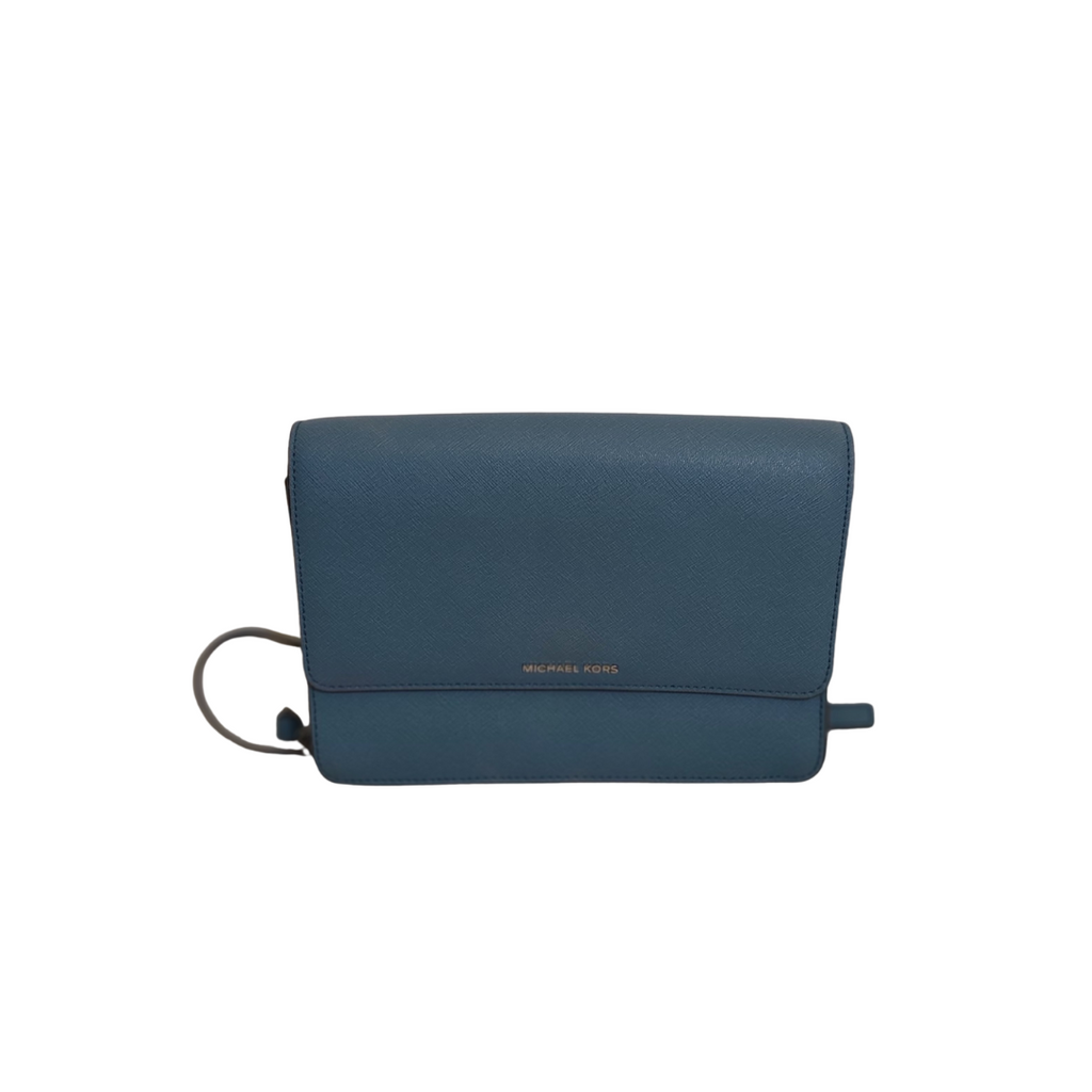 Michael Kors Blue Saffiano Leather Crossbody Bag | Pre Loved |