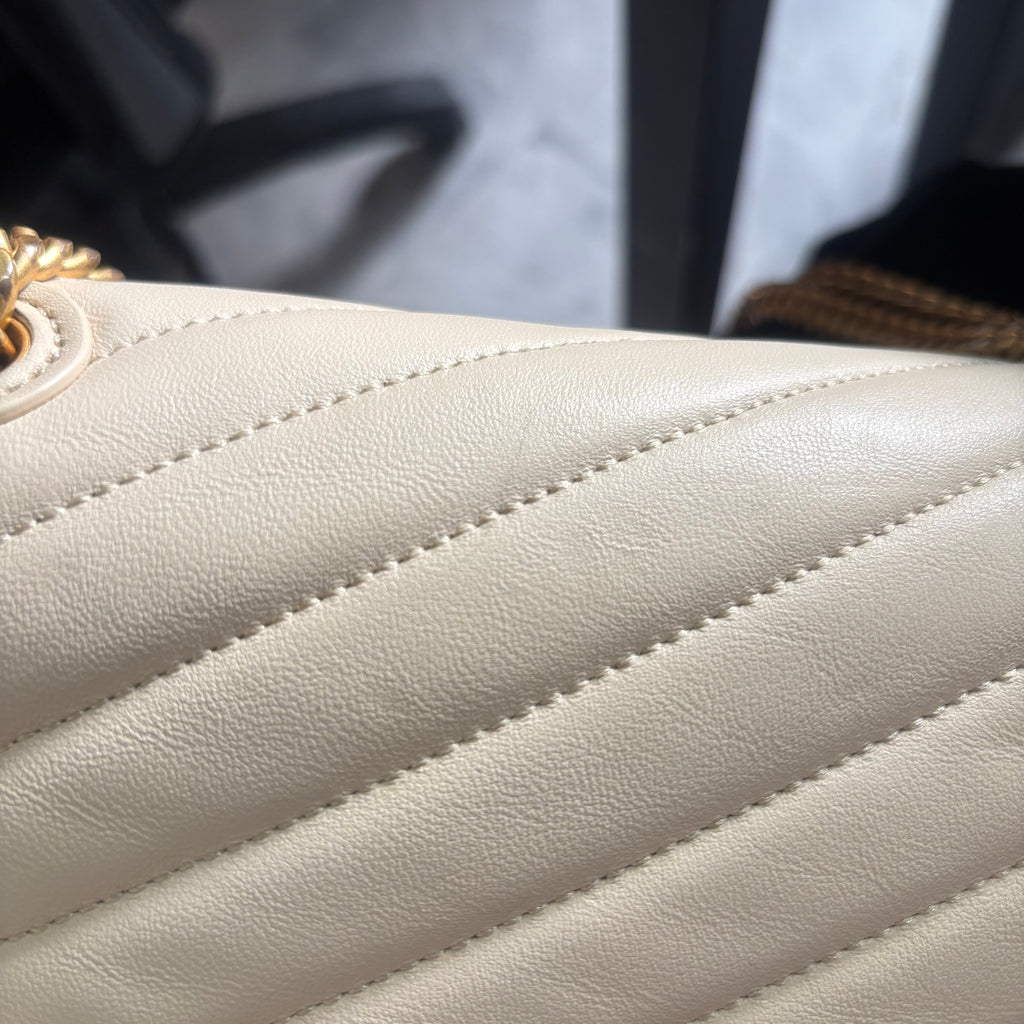 Tory Burch Cream Kira Chevron Leather Shoulder Bag | Pre Loved |