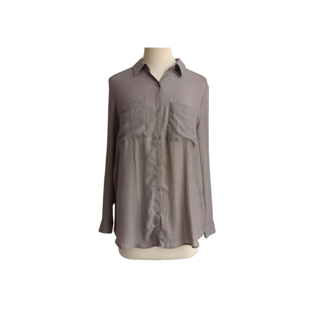 H&M Dark Grey Metallic Button Down Shirt | Gently Used |