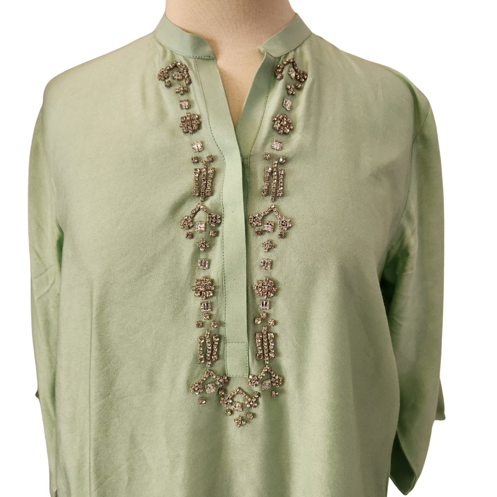 Ayesha Khurram Mint Green Rhinestones Kurta | Brand New |