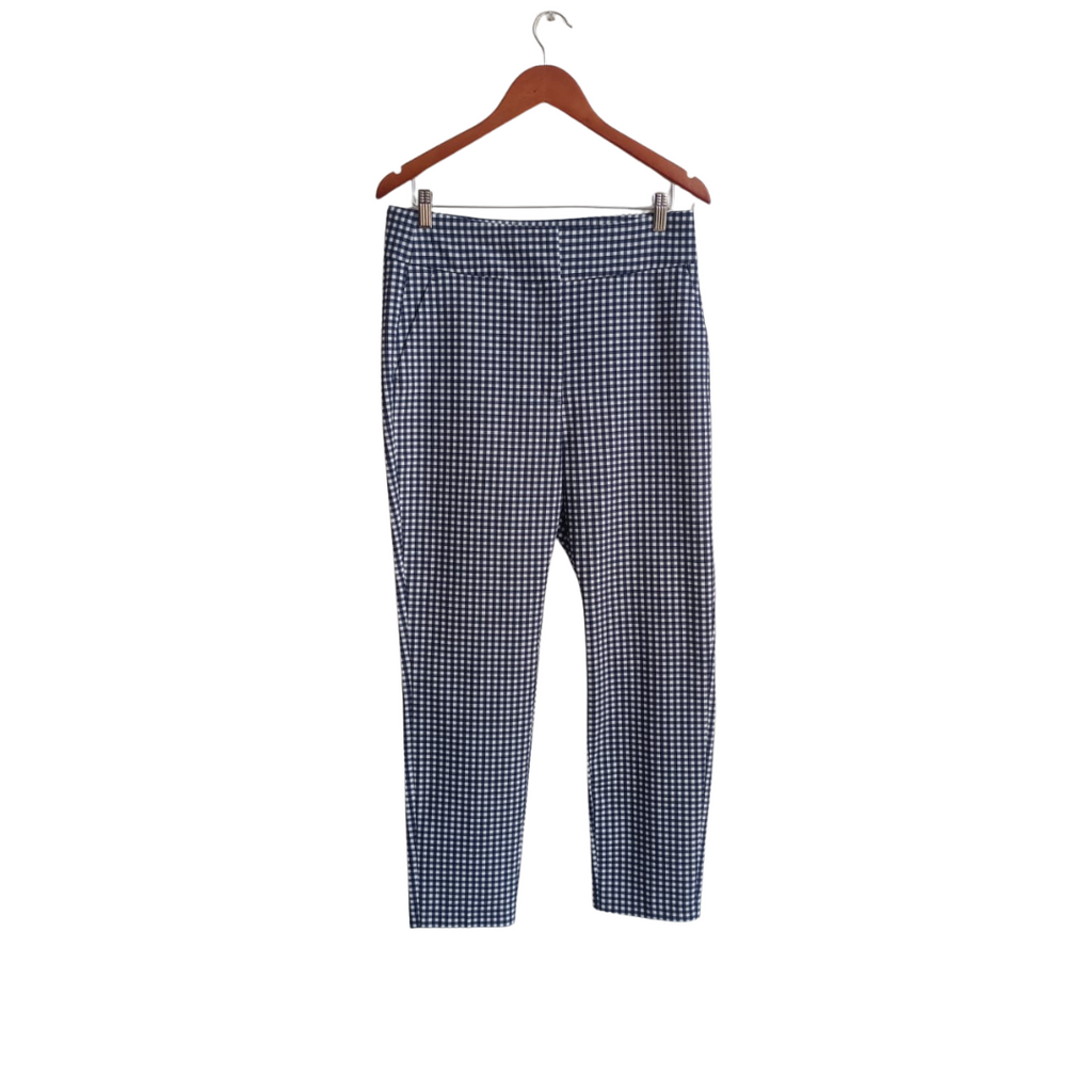 Zara Blue Check Print Straight Leg Pants | Like New |
