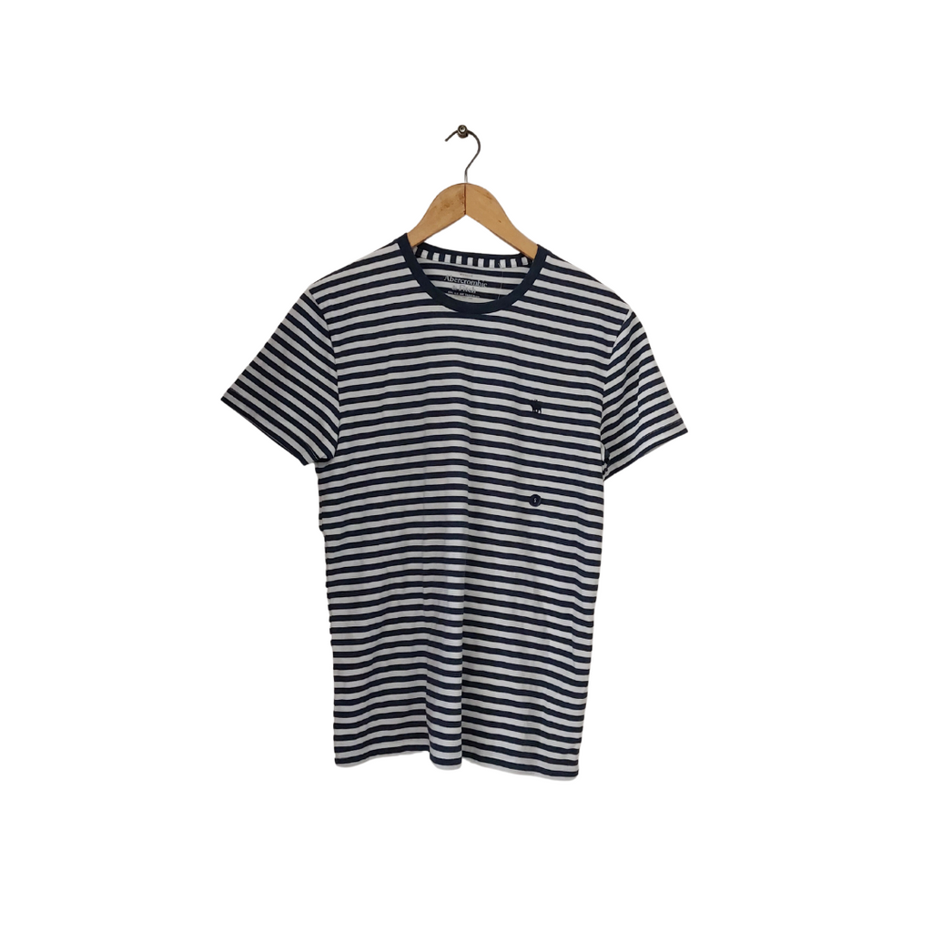 Abercrombie & Fitch Men's Navy & White Striped T-Shirt | Brand New |
