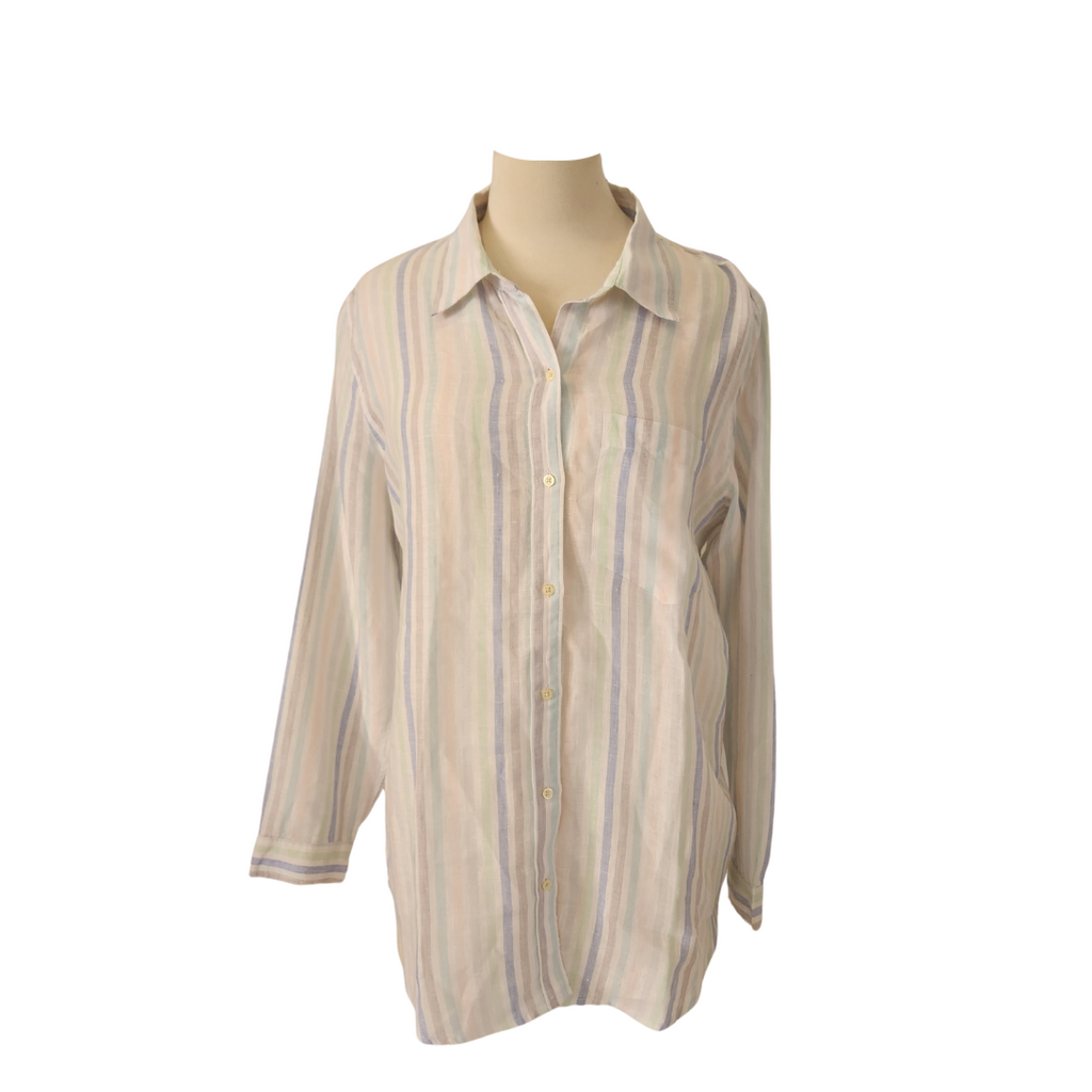 Gap Striped Linen Collared Shirt | Brand New |
