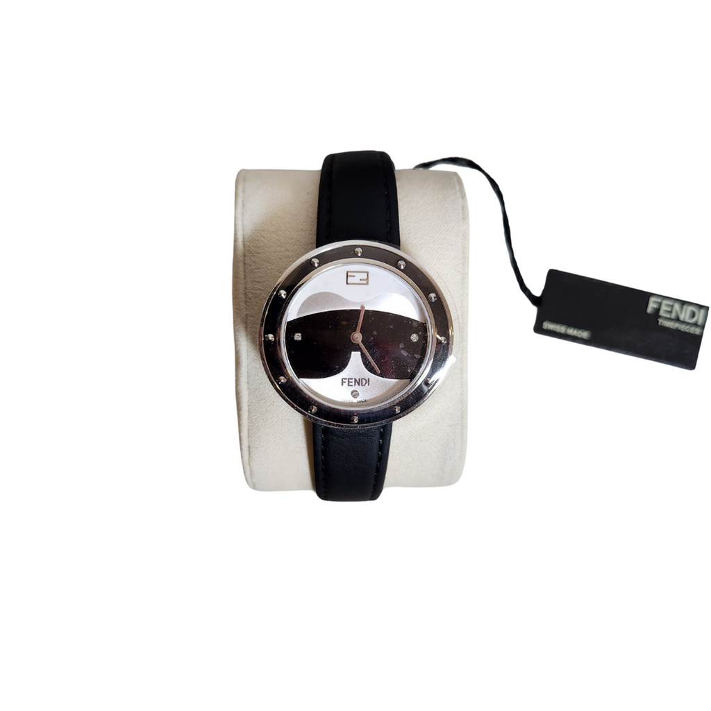 Fendi Black Leather 'My Way Karlito' Watch | Brand New |