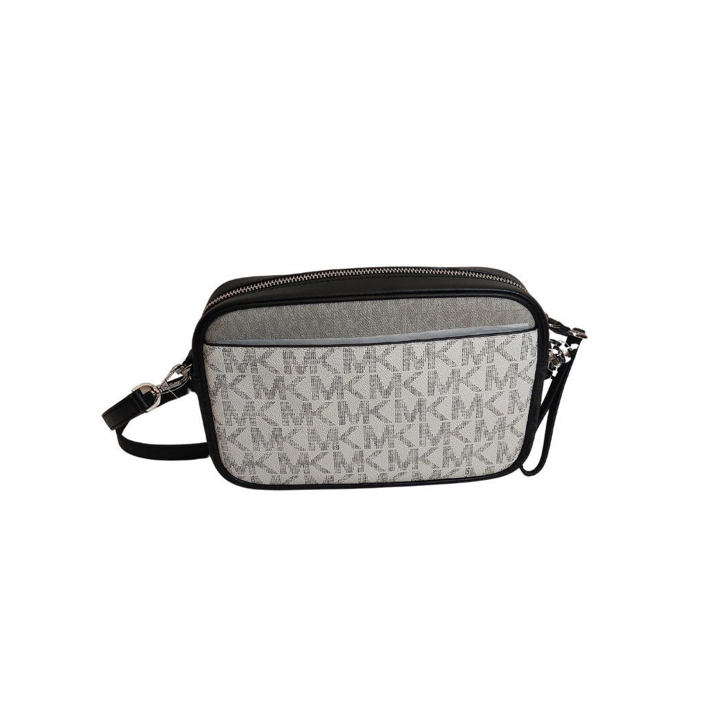 Michael Kors Black & White Jet Set Charm Camera Crossbody Bag | Brand New |