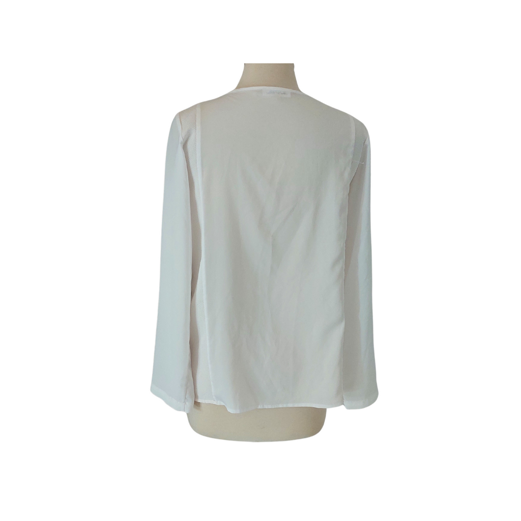 Calvin Klein White Textured & Lace Top | Pre Loved |