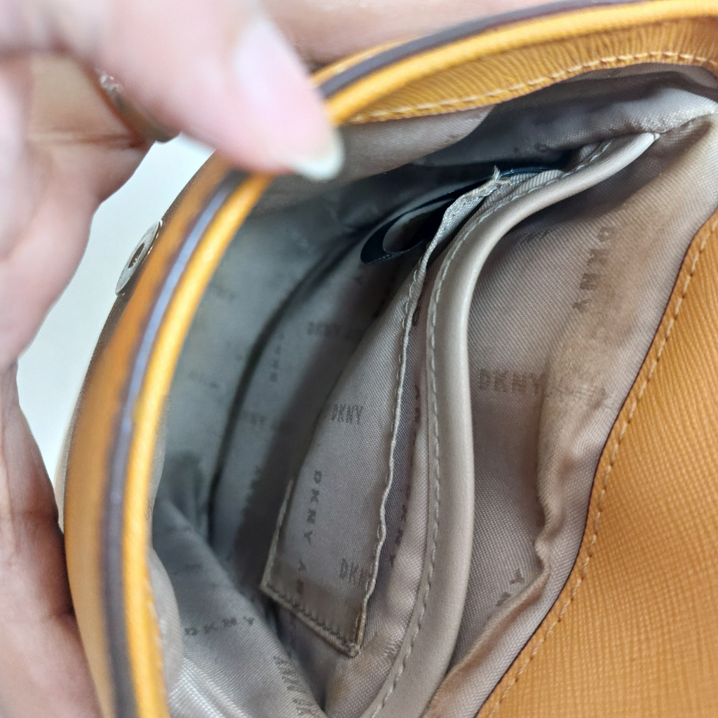 DKNY Mustard Leather Crossbody Bag | Gently Used |