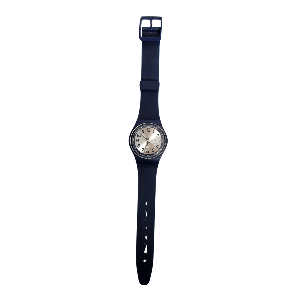 Swatch Navy & White Round Dial Rubber Strap Watch | Like New |
