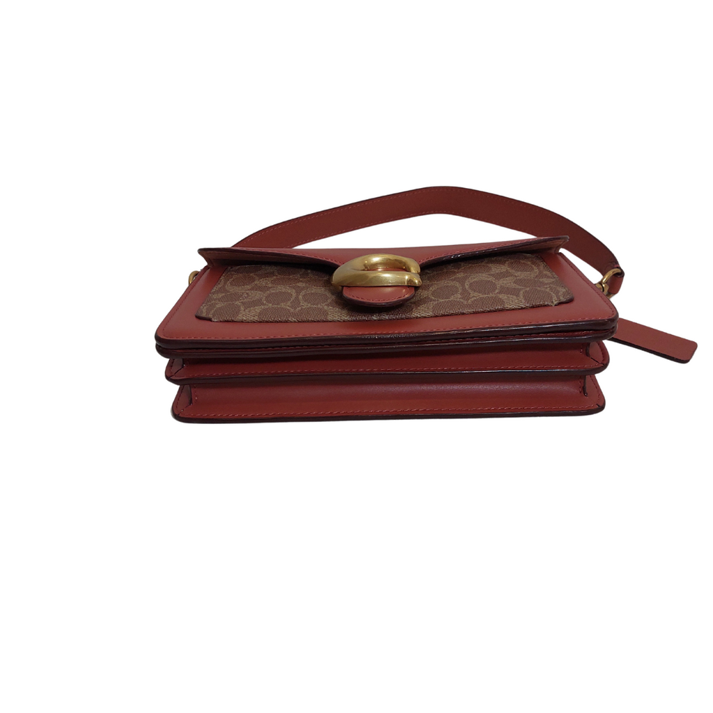 Coach Tan & Rust Monogrammed Tabby Shoulder Handbag | Like New |