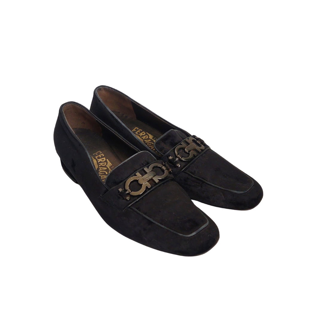 Salvatore Ferragamo 'Dilett' Black Velvet Loafers | Gently Used |