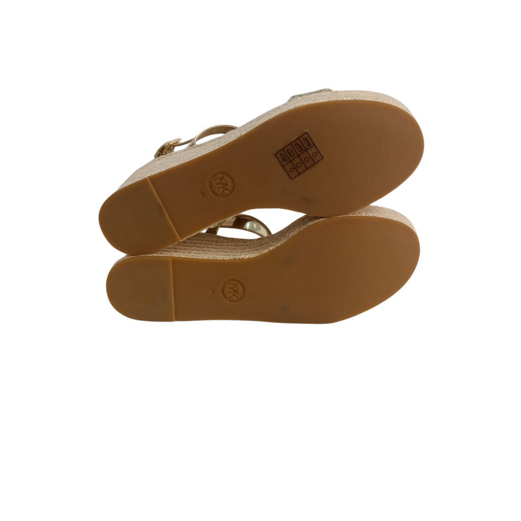 Michael Kors Serena Metallic Logo Wedge Sandals | Brand New |