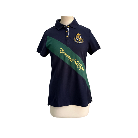 Tommy Hilfiger Blue And Green Custom Fit Crest Sash Polo Shirt | Gently Used |