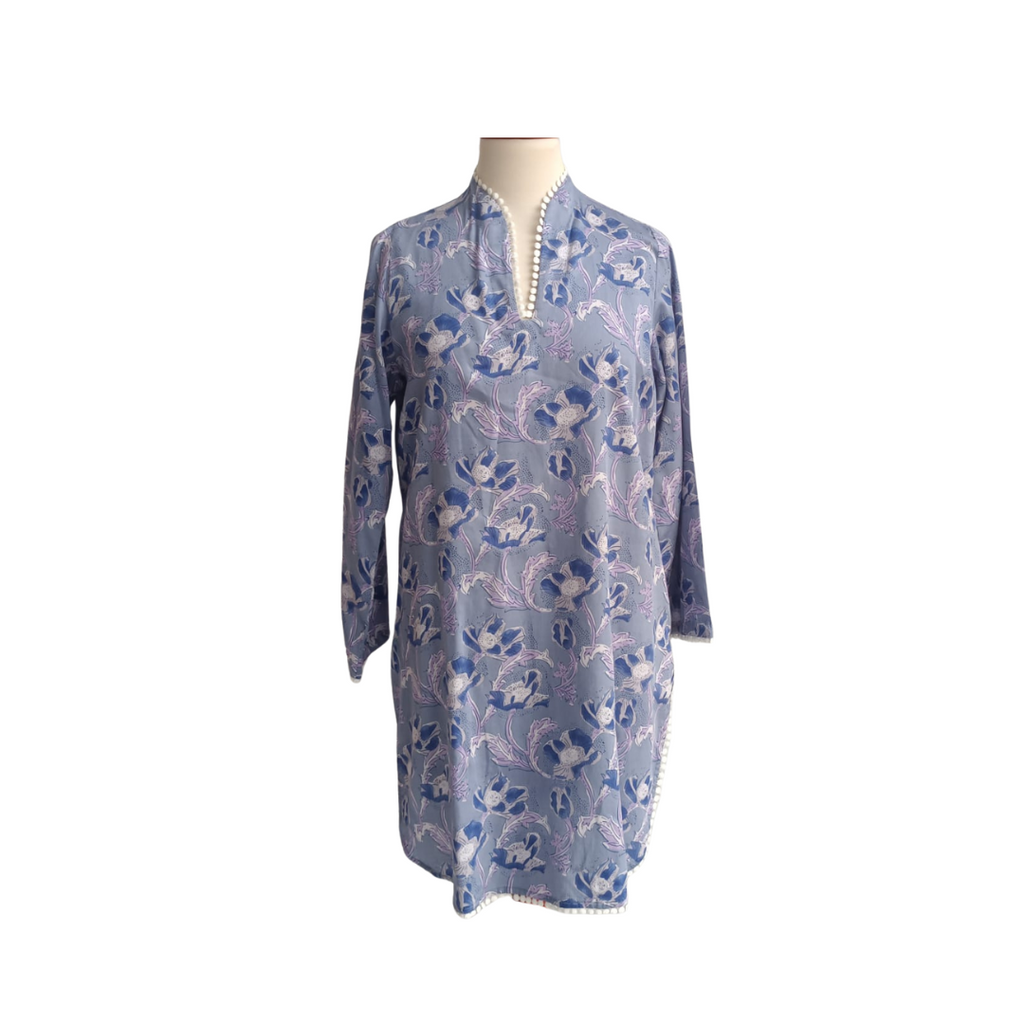 Riffat Aliani Blue Floral Printed & Lace Detail Co-ord Set | Like New |