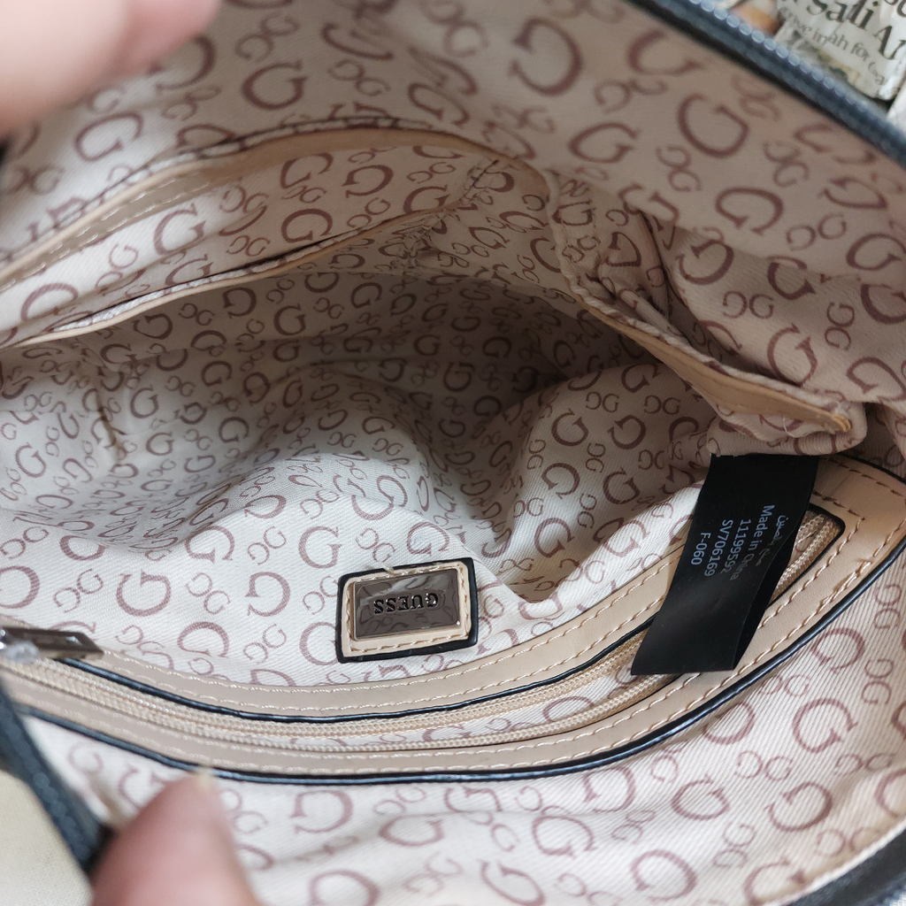 Guess Brown Monogrammed Crossbody Bag | Gently Used |
