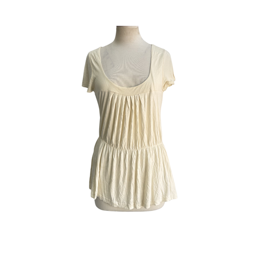 H&M Cream Deep Neck Pleat Detail Short Dress | Brand New |