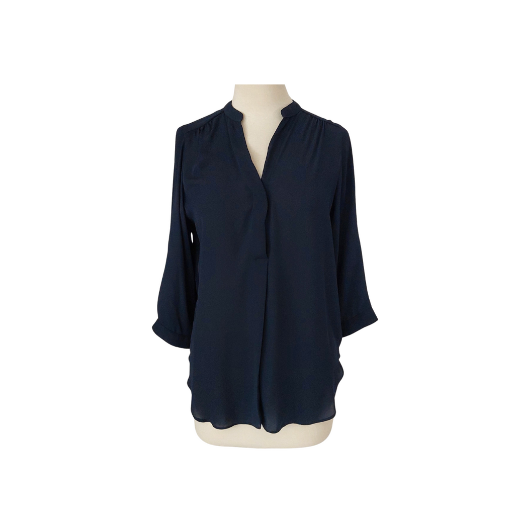 Dorothy Perkins Navy Flat Collared Top | Gently Used |
