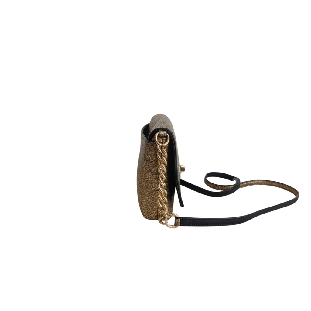Coach Gold Metallic Pebble Leather Crosstown Crossbody Bag | Pre Loved |