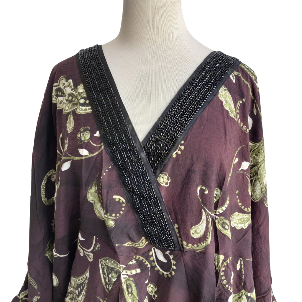 Splash Brown Paisley Printed Kaftan | Brand New |