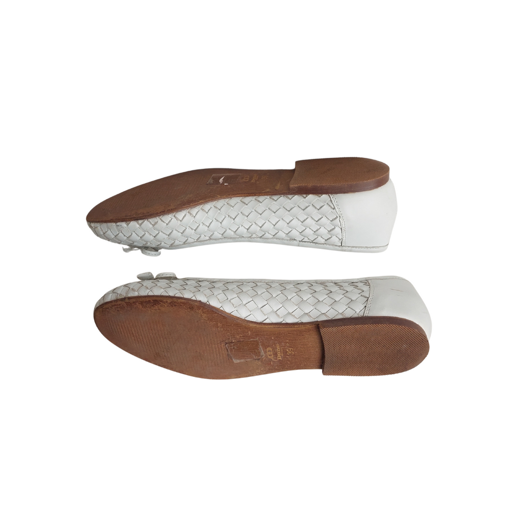 Dune White Leather Hartleys Ballet Flats | Pre Loved |