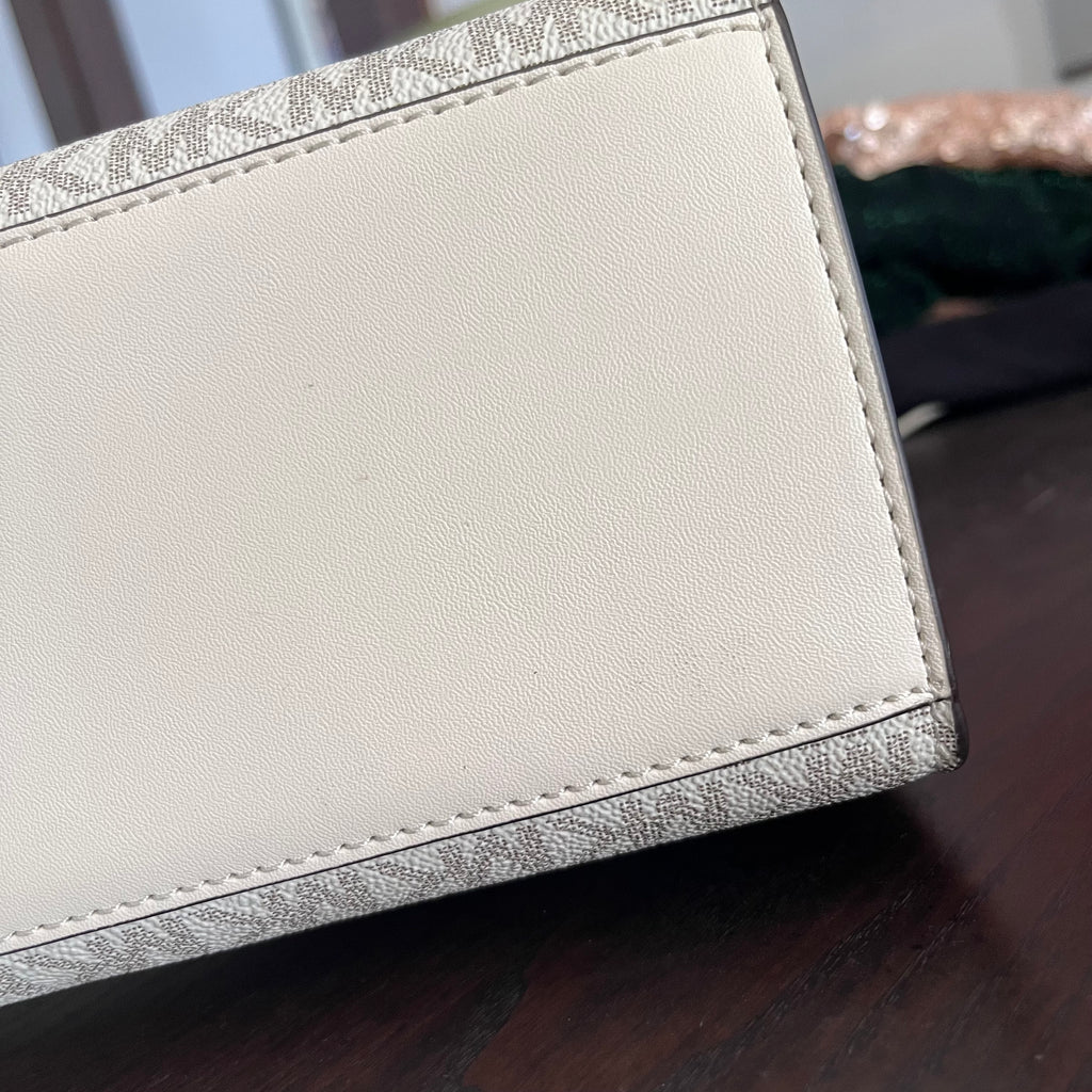 Michael Kors Cream Multi Signature Sheila Medium Logo Satchel Bag | Gently Used |