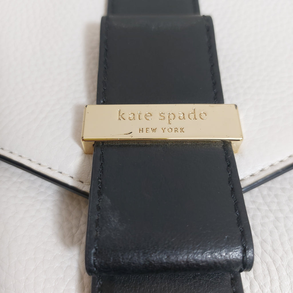 Kate Spade White With Black Leather Trim Crossbody Bag | Pre Loved |
