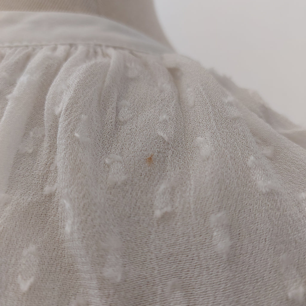 ZARA White Self Embroidered Sheer Blouse | Brand New |
