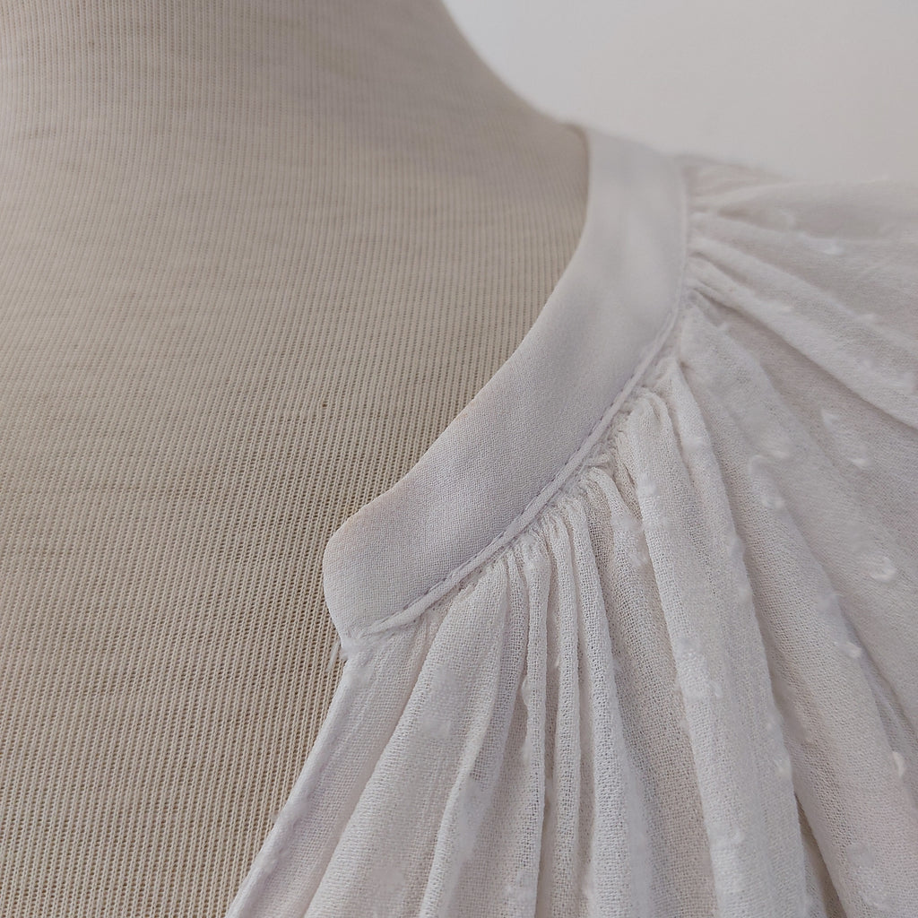 ZARA White Self Embroidered Sheer Blouse | Brand New |