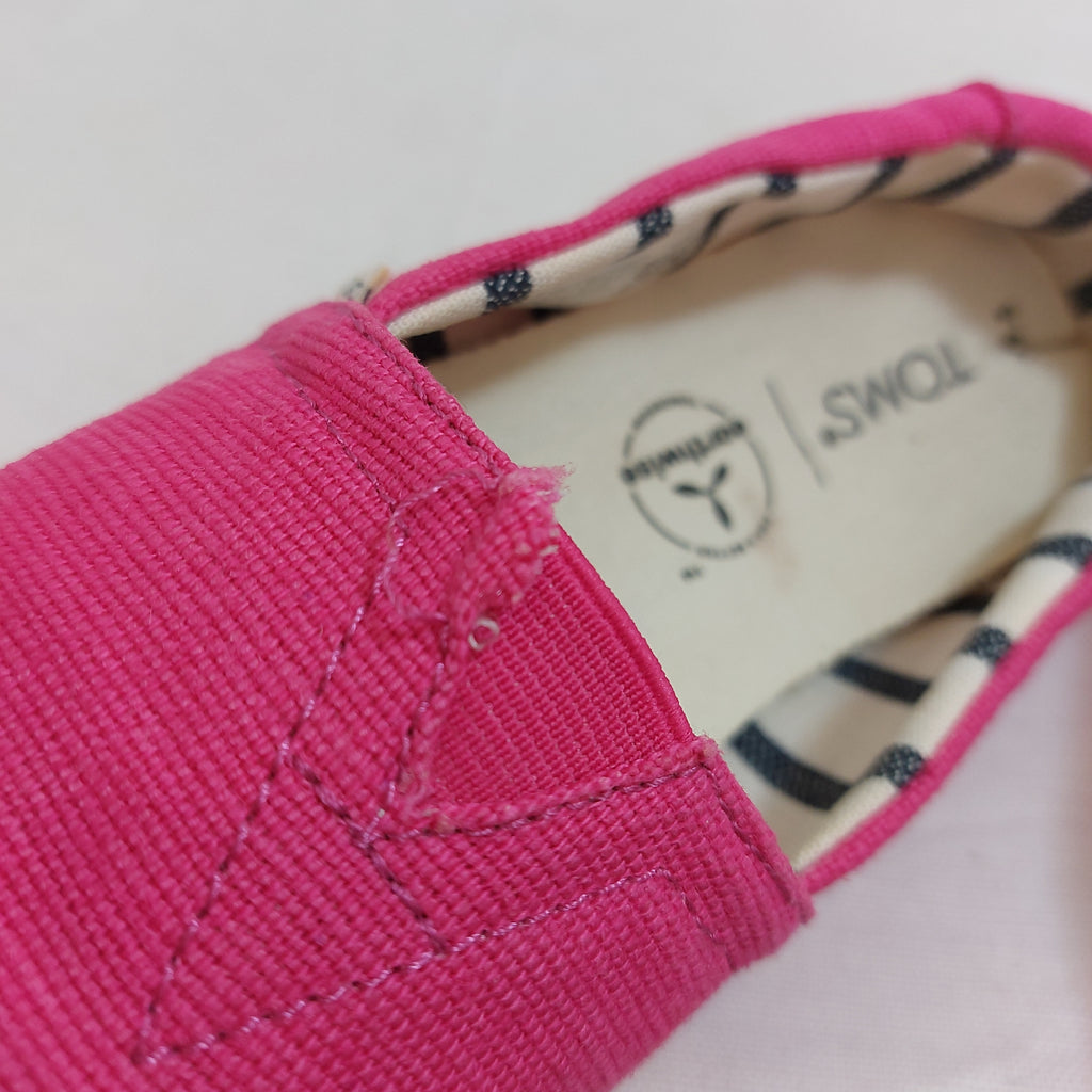 TOMS Hot Pink Canvas Slip-On Shoes | Pre Loved |