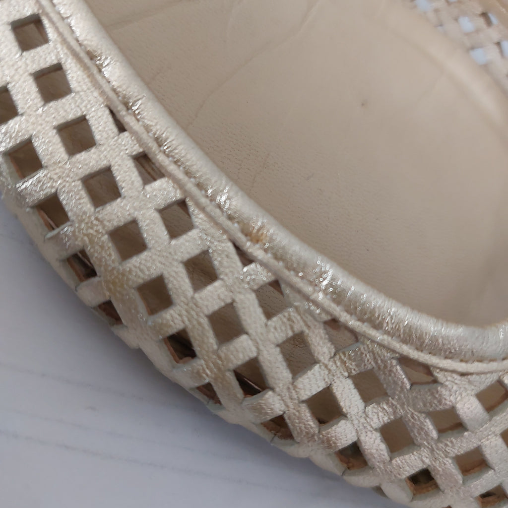 Jimmy Choo Gold Perforated Leather Ballet Flats | Pre Loved |