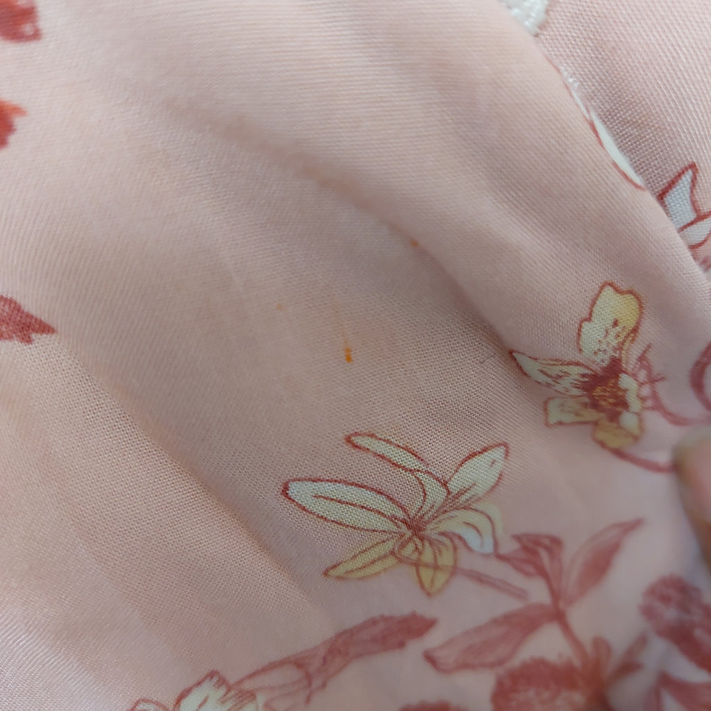 Riffat Aliani Pink Floral Print Embroidered Summer Linen Kameez | Pre Loved |