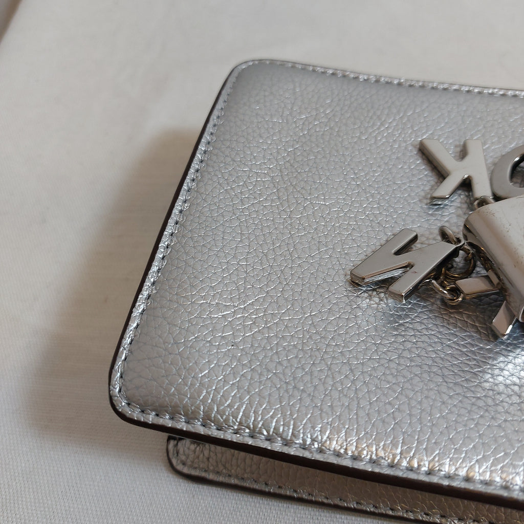 DKNY Silver Leather Phone Crossbody Bag | Pre Loved |