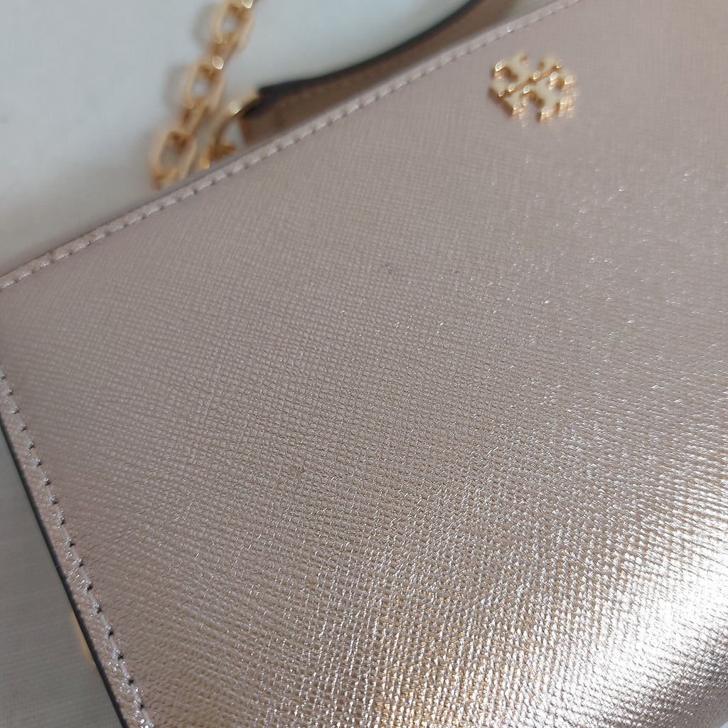 Tory Burch Light Rose Gold Emerson Leather Tote