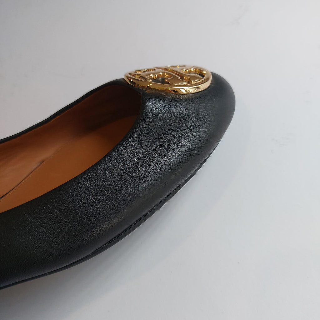 Tory Burch Chelsea Black Leather Ballet Flats | Gently Used |