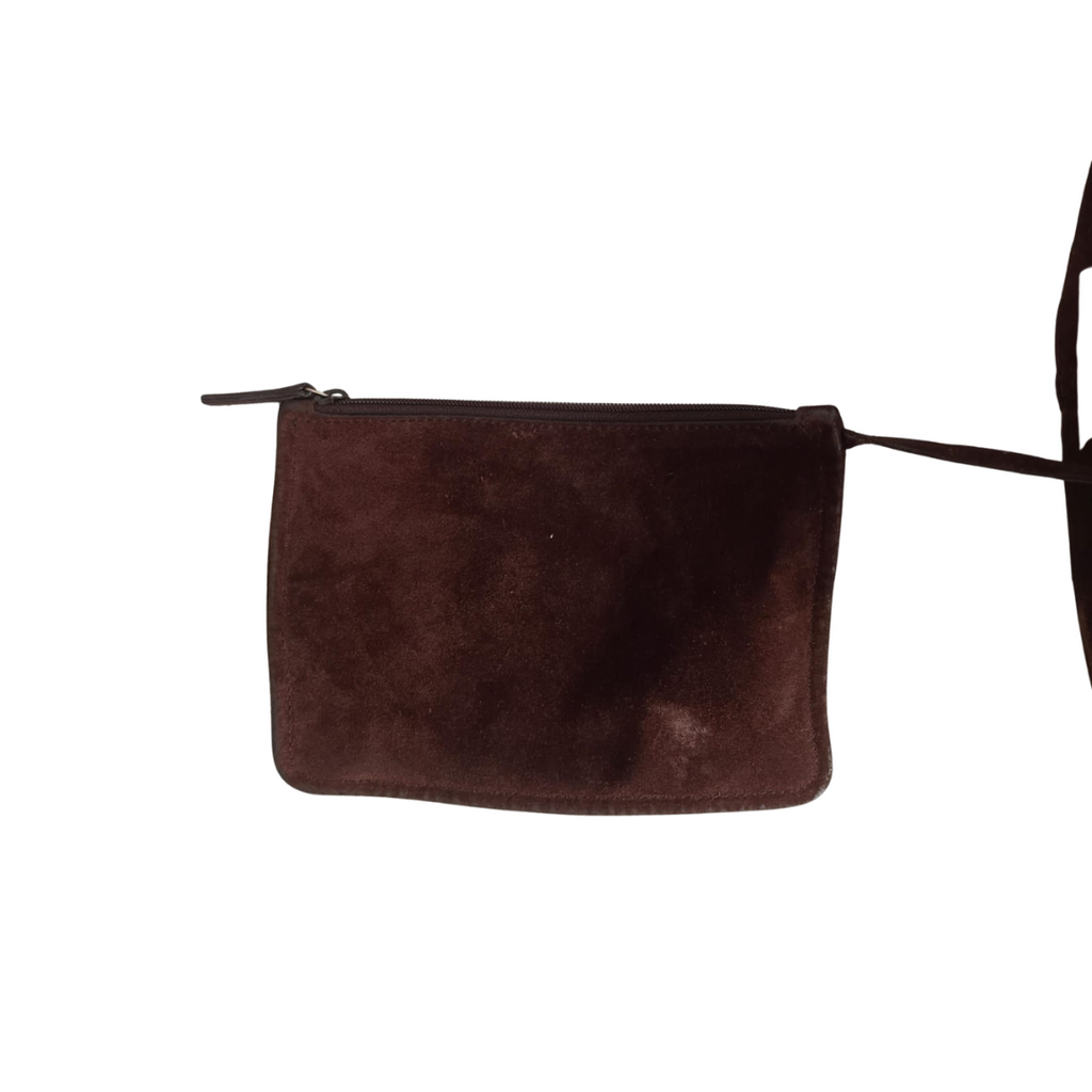 Yves Saint Laurent Vincennes Dark Chocolate Brown Suede Leather Gold Handle Bag | Pre Loved |