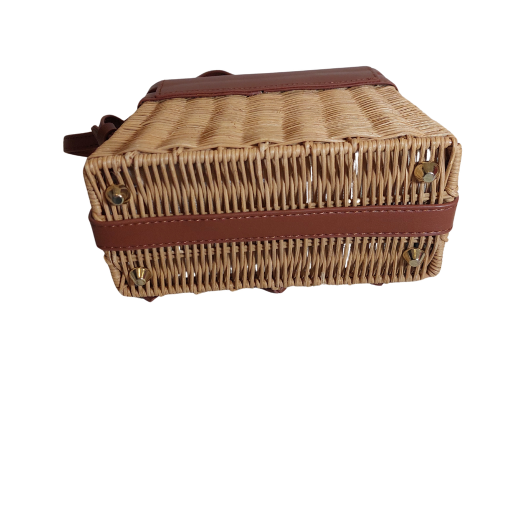 ZARA Rattan Box & Leatherette Crossbody Bag | Gently Used |