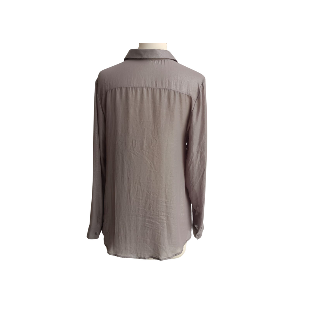 H&M Dark Grey Metallic Button Down Shirt | Gently Used |