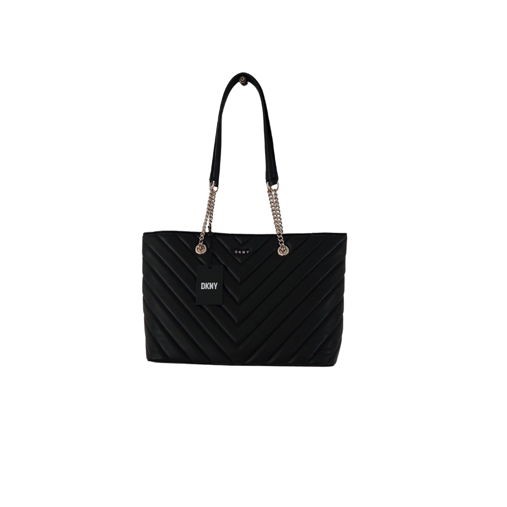 DKNY Black Quilted Leatherette Shoulder Bag | Brand New |