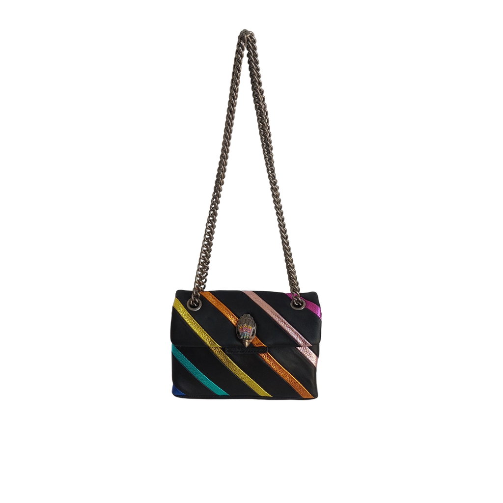Kurt Geiger Black Leather Mini Kensington Rainbow Bag | Pre Loved |