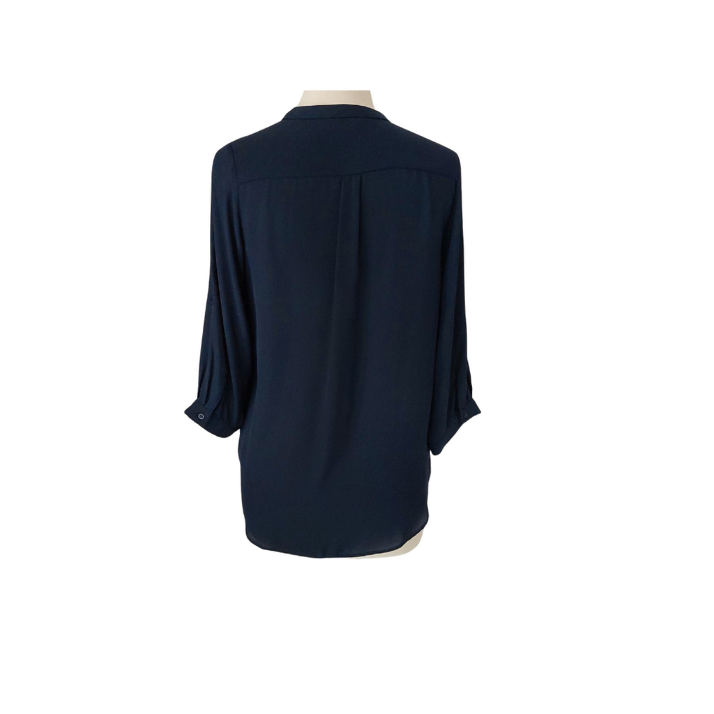 Dorothy Perkins Navy Flat Collared Top | Gently Used |