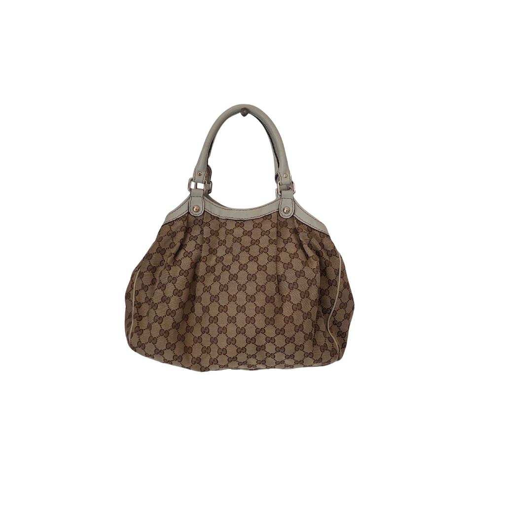 Gucci Beige Sukey Monogram Canvas With Leather Trim shoulder bag | Pre Loved |