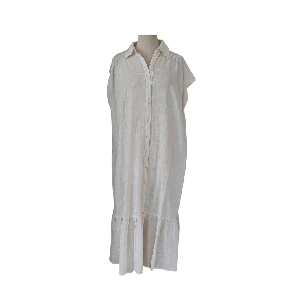 H&M Cream Cap Sleeves Collared Maxi Dress | Pre Loved |