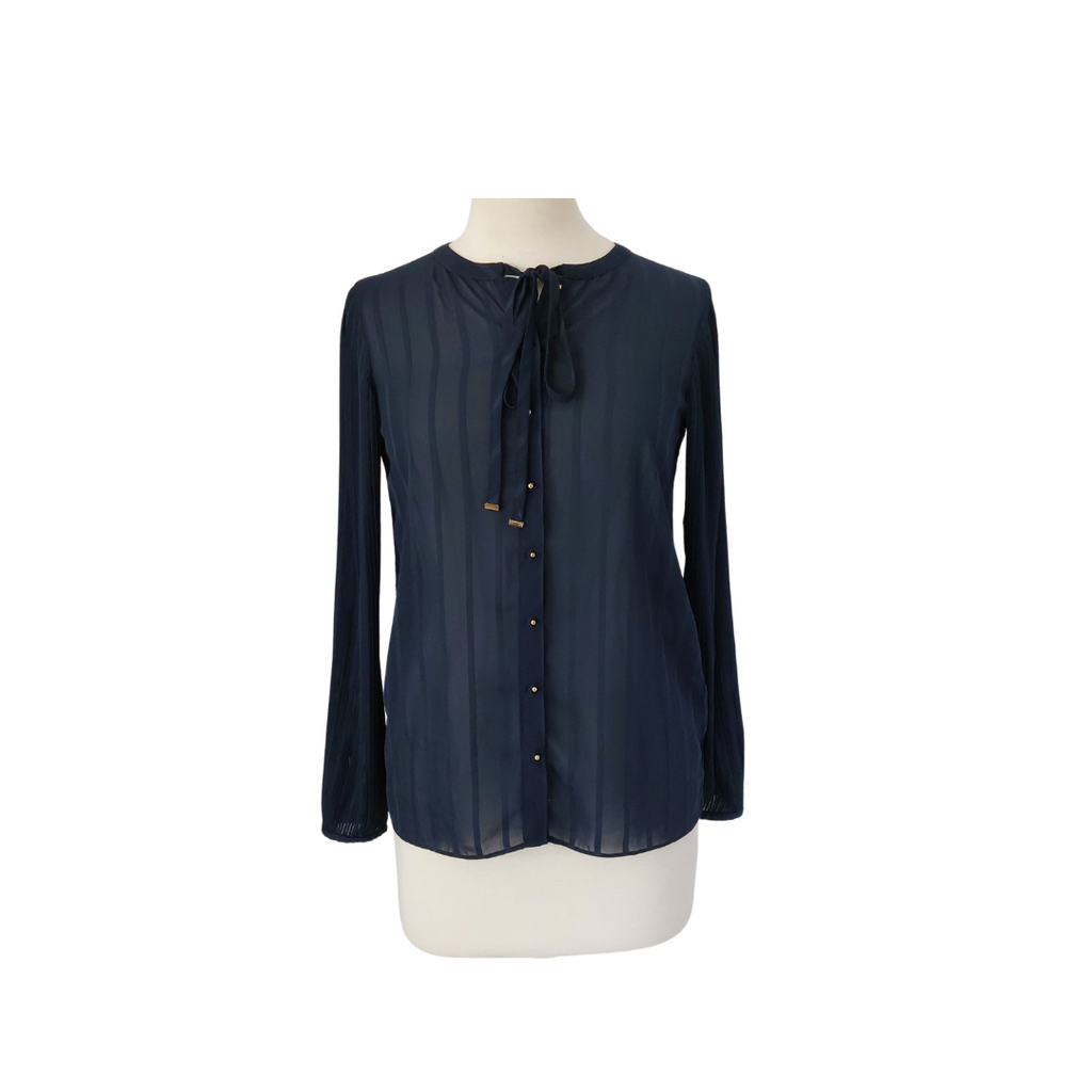 Elle Navy Sheer Button Down Shirt | Pre Loved |