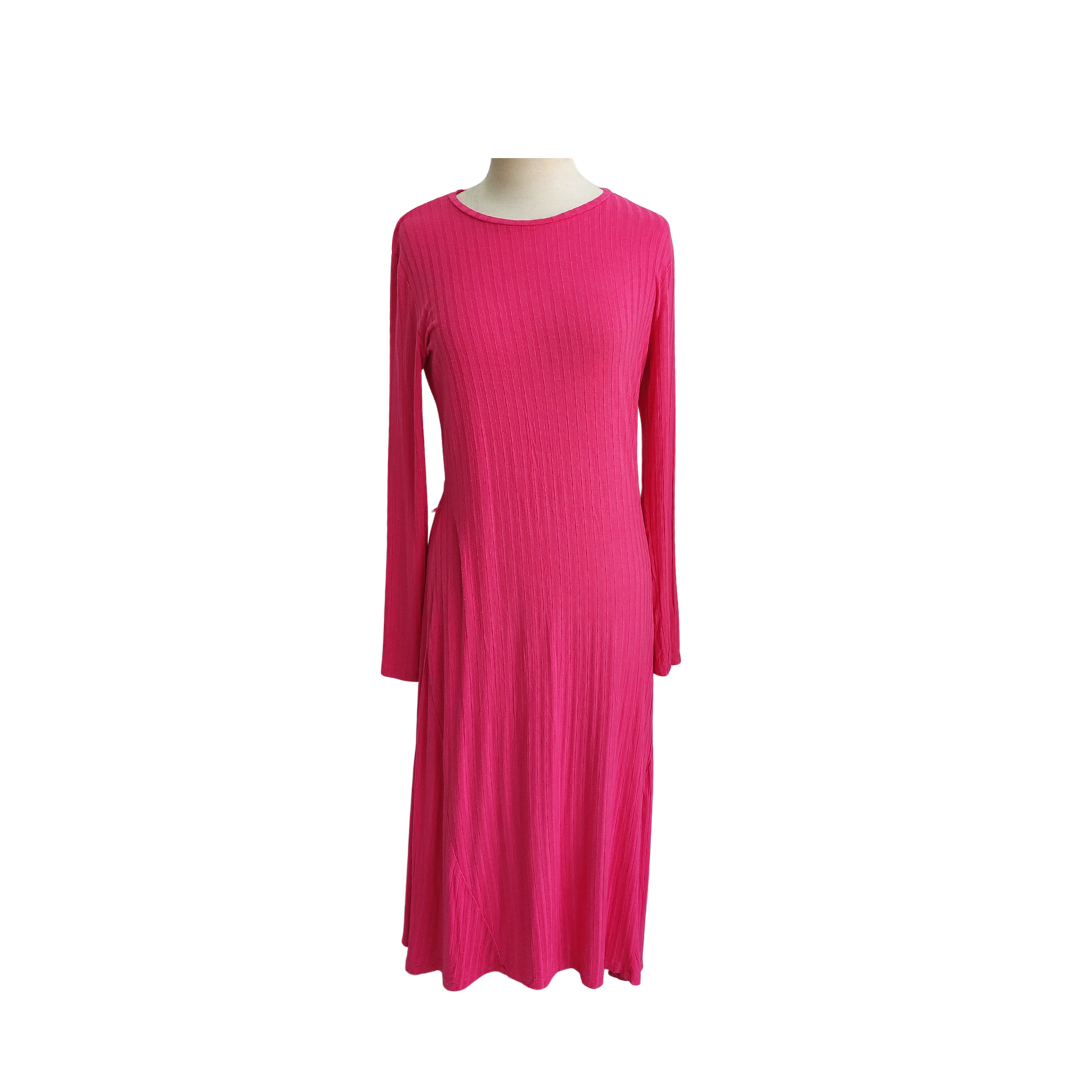 fitted lace wedding dress Zara Hot Pink Ribbed Long Dress | Gently Used