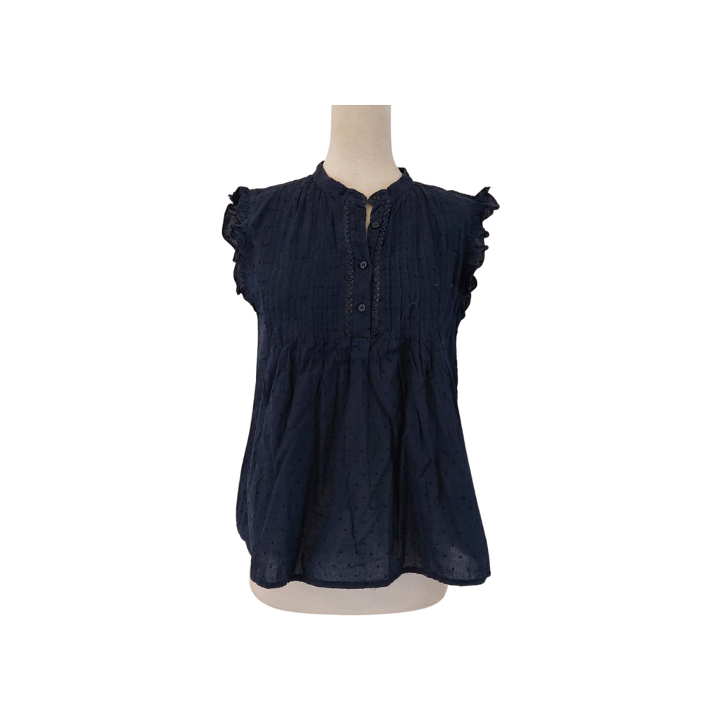 H&M Navy Pleated Blouse | Pre Loved |