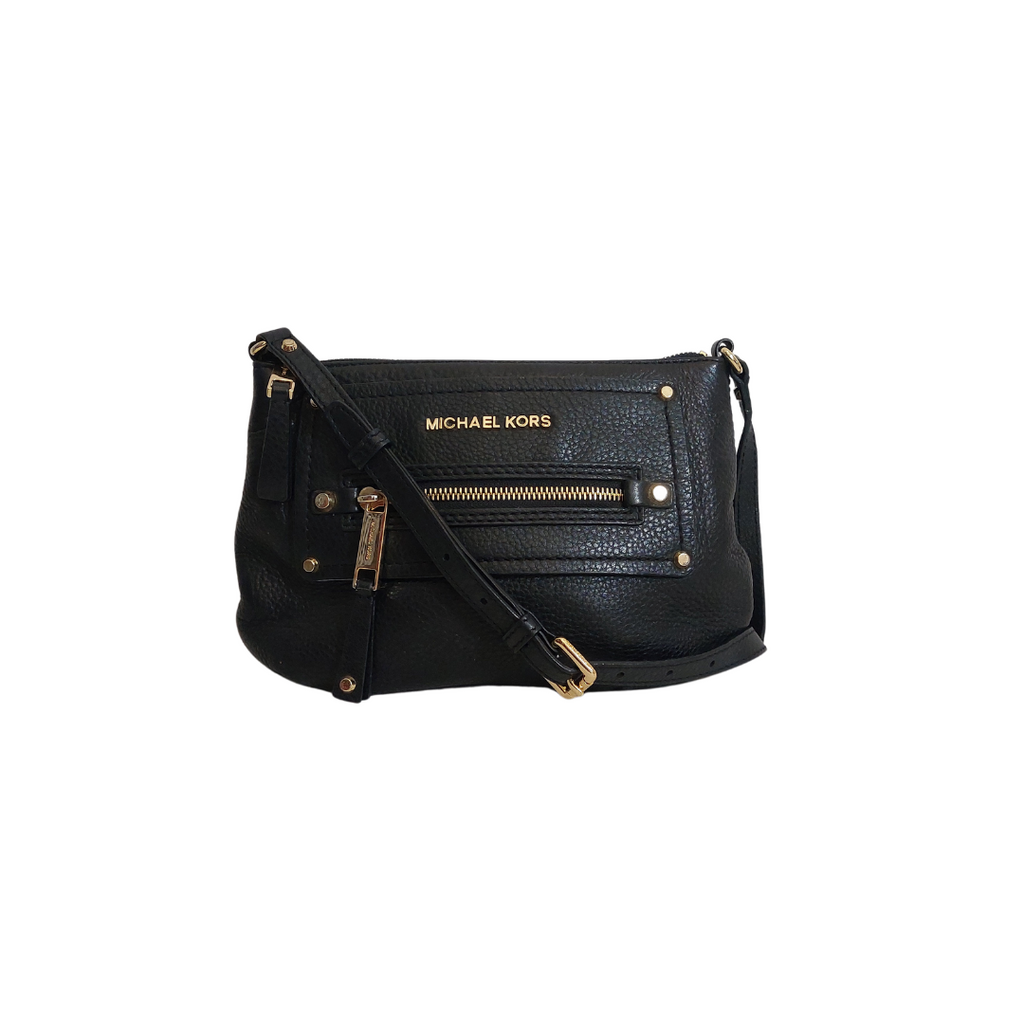 Michael Kors Black Leather Crossbody Bag | Pre Loved |