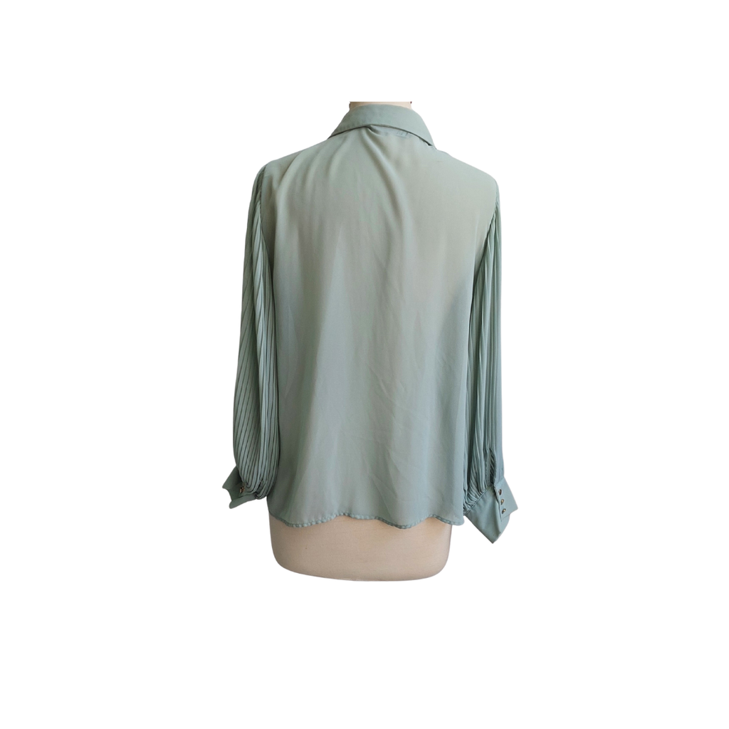 Zara Light Green Ruffle Chiffon Bow Neck Blouse | Brand New | | Secret ...