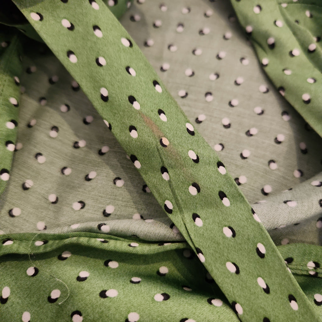 Mango Green Satin Printed Necktie Blouse | Pre Loved |