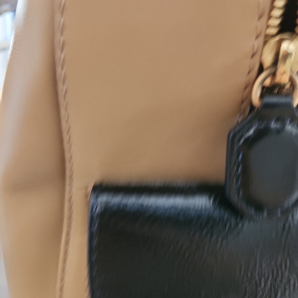 Jimmy Choo Tan & Black Leather Quilted 'Catherine' Handbag | Pre Loved |